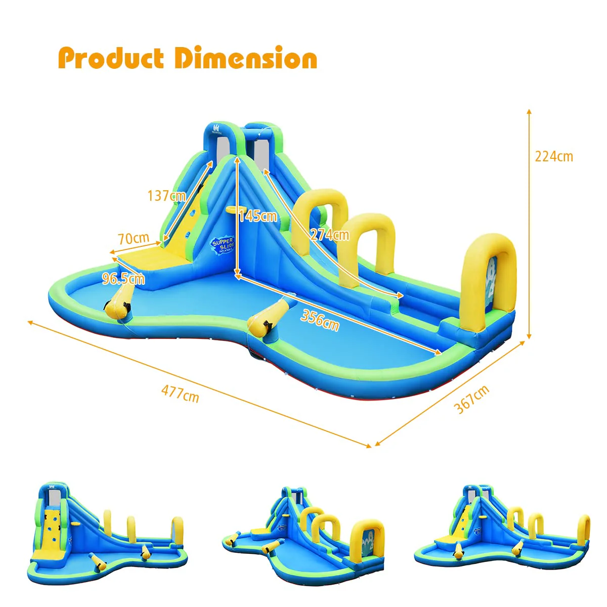 HONEY JOY Kids Inflatable Water Slide, 5 in 1 Giant Water Slide Bouncer Park - Image 5