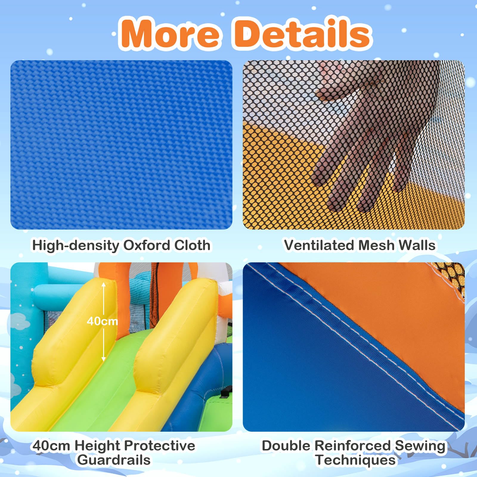 HONEY JOY Kids Inflatable Water Slide, 7-in-1 Outdoor Kids Jumping Castle w/Long Slide, Large Ball Pit, Double Climbing Walls - Image 7