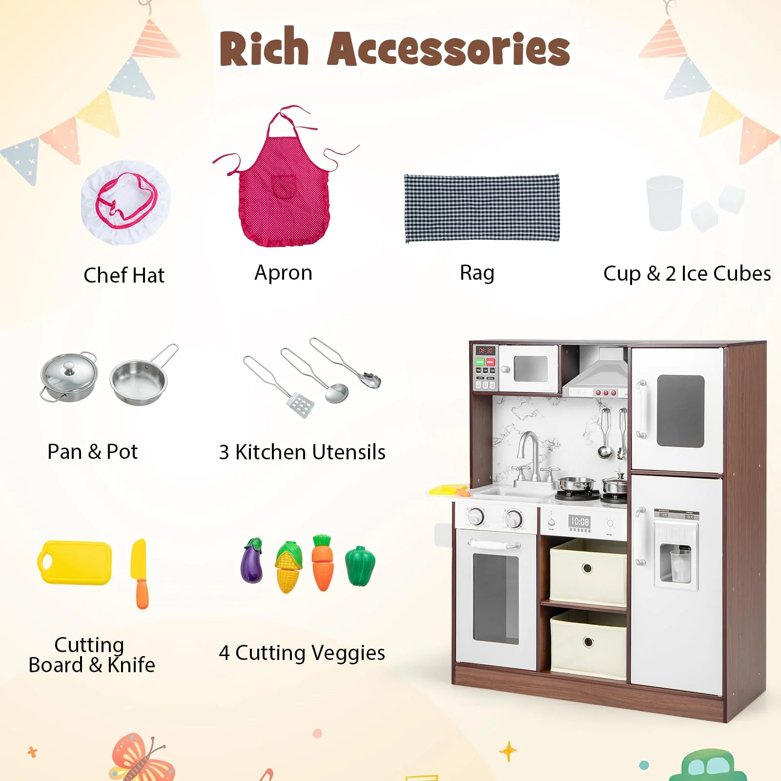HONEY JOY Kids Kitchen Playset, Modern Toy Kitchen Set - Image 4