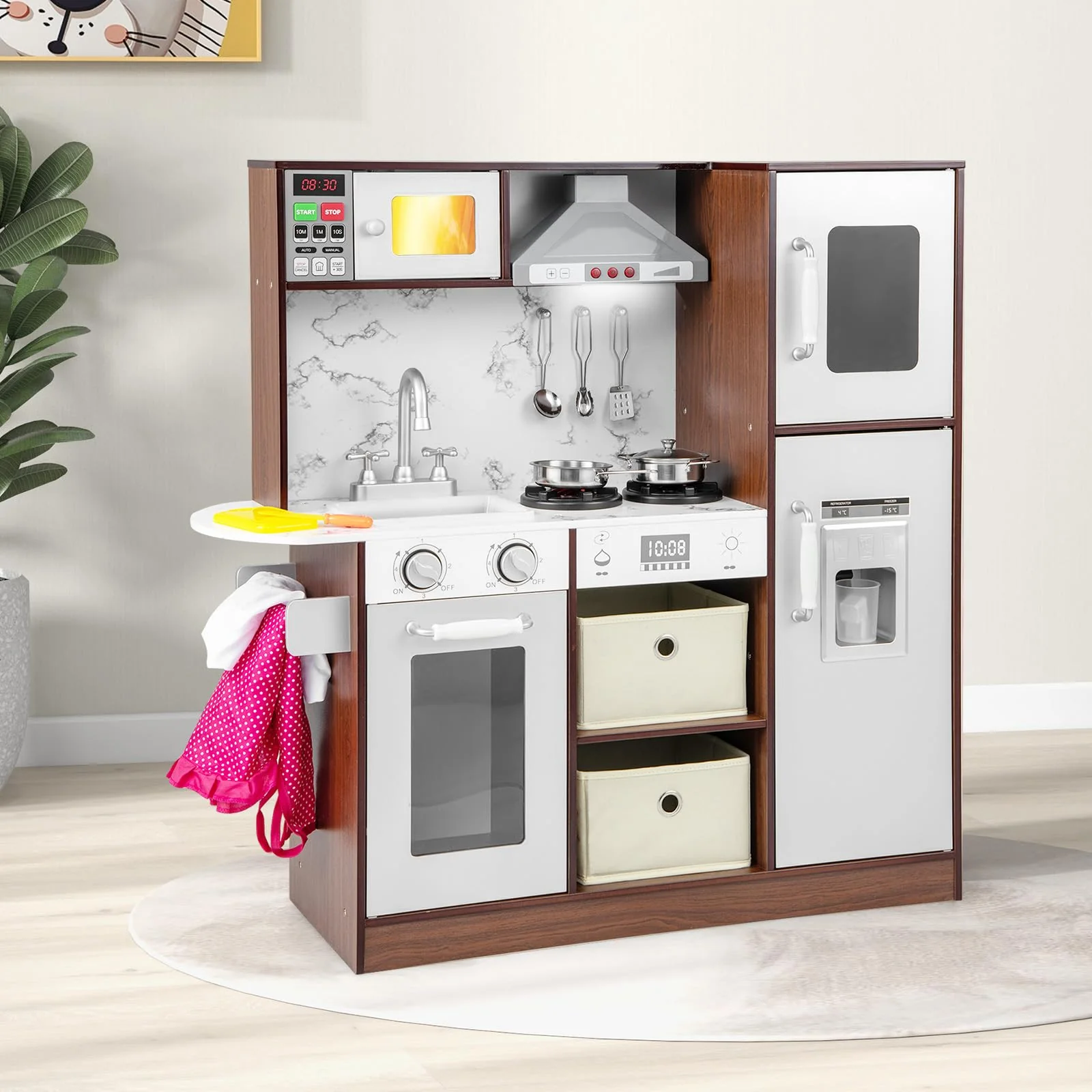 HONEY JOY Kids Kitchen Playset, Modern Toy Kitchen Set - Image 8