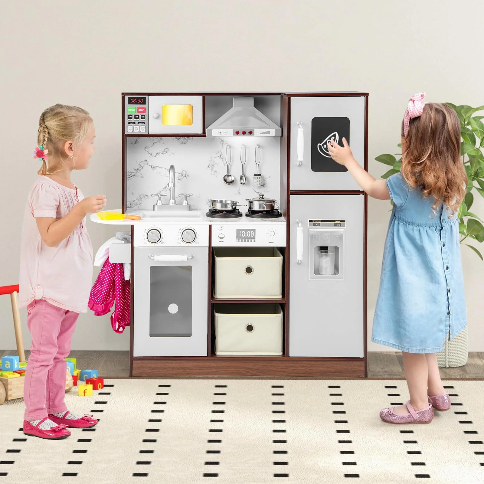 HONEY JOY Kids Kitchen Playset, Modern Toy Kitchen Set - Image 9