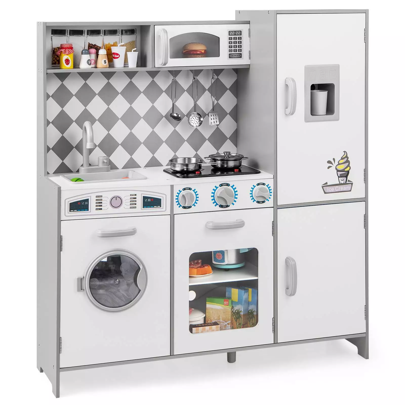 HONEY JOY Kids Kitchen Playset Pretend Play Kitchen Toy Set w/Washing Machine