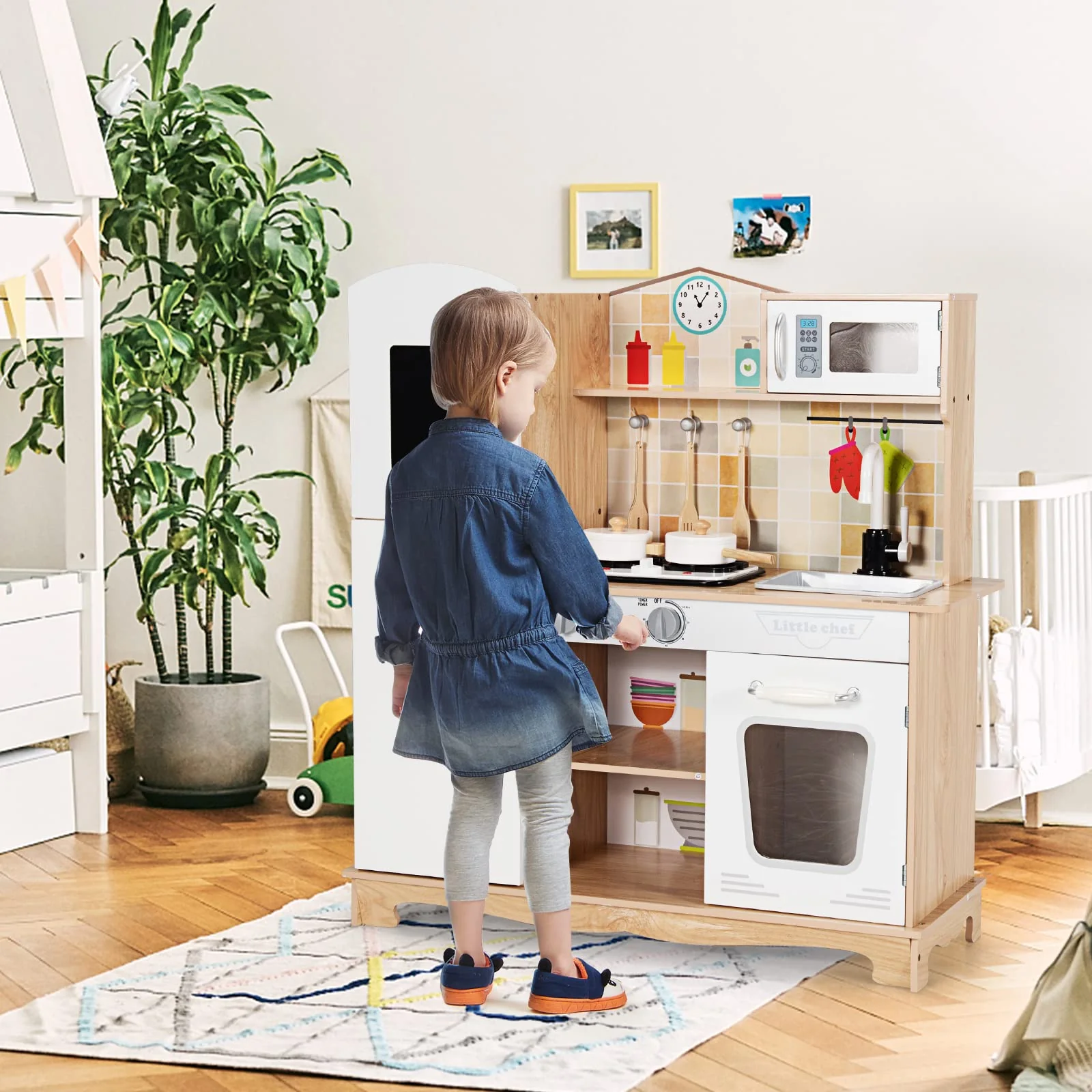 HONEY JOY Kids Kitchen Playset, Pretend Playset W/Realistic Light & Sound - Image 2