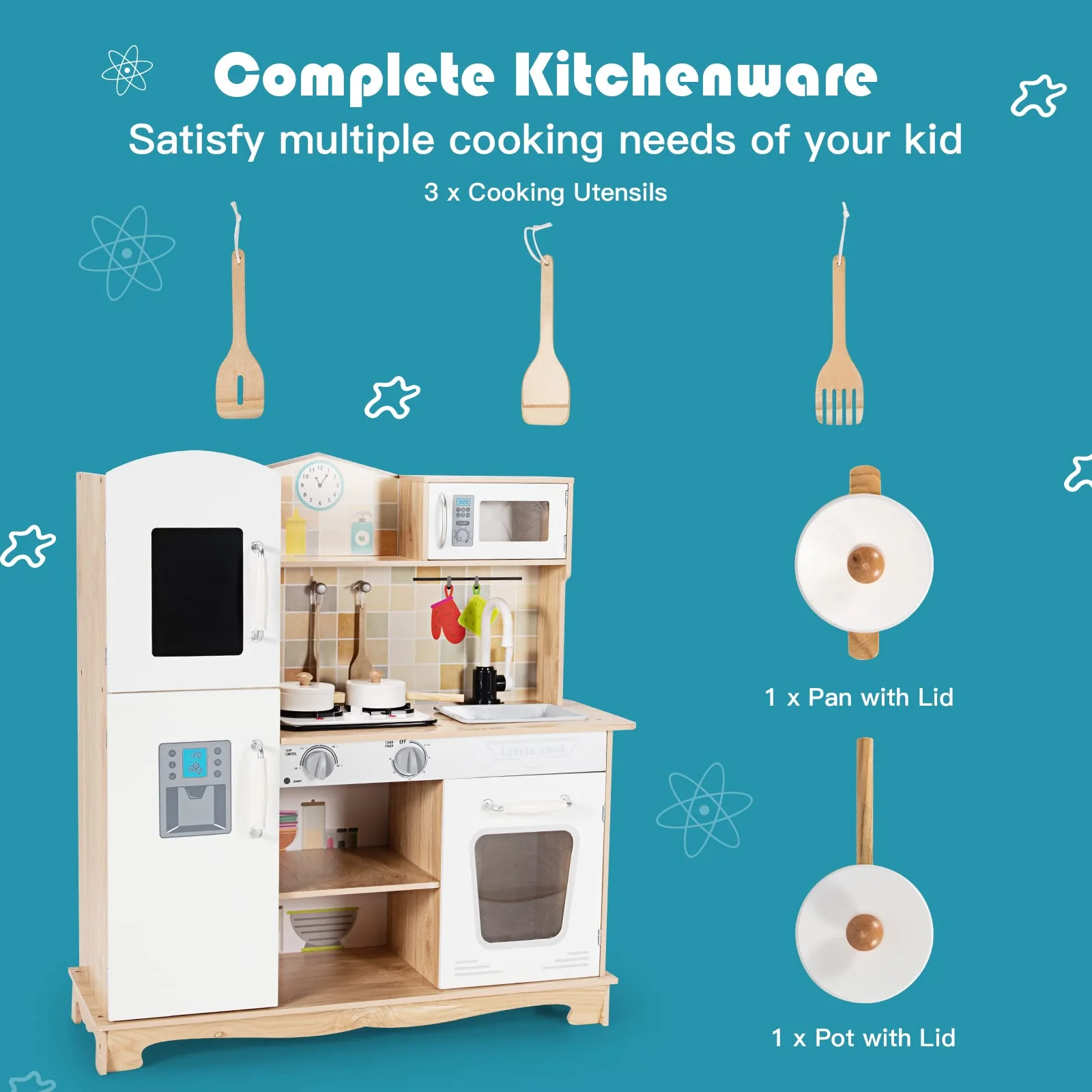 HONEY JOY Kids Kitchen Playset, Pretend Playset W/Realistic Light & Sound - Image 7