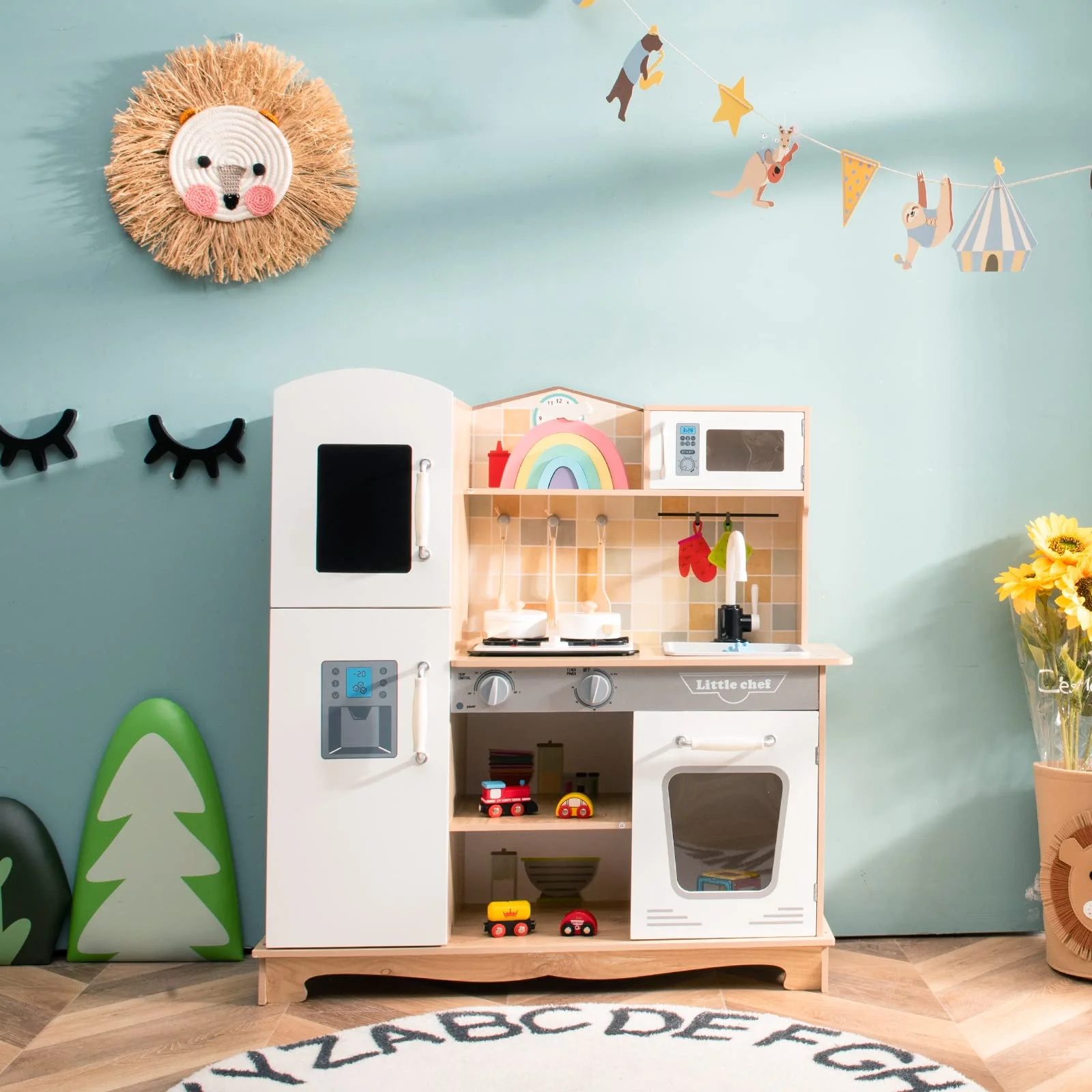 HONEY JOY Kids Kitchen Playset, Pretend Playset W/Realistic Light & Sound - Image 9