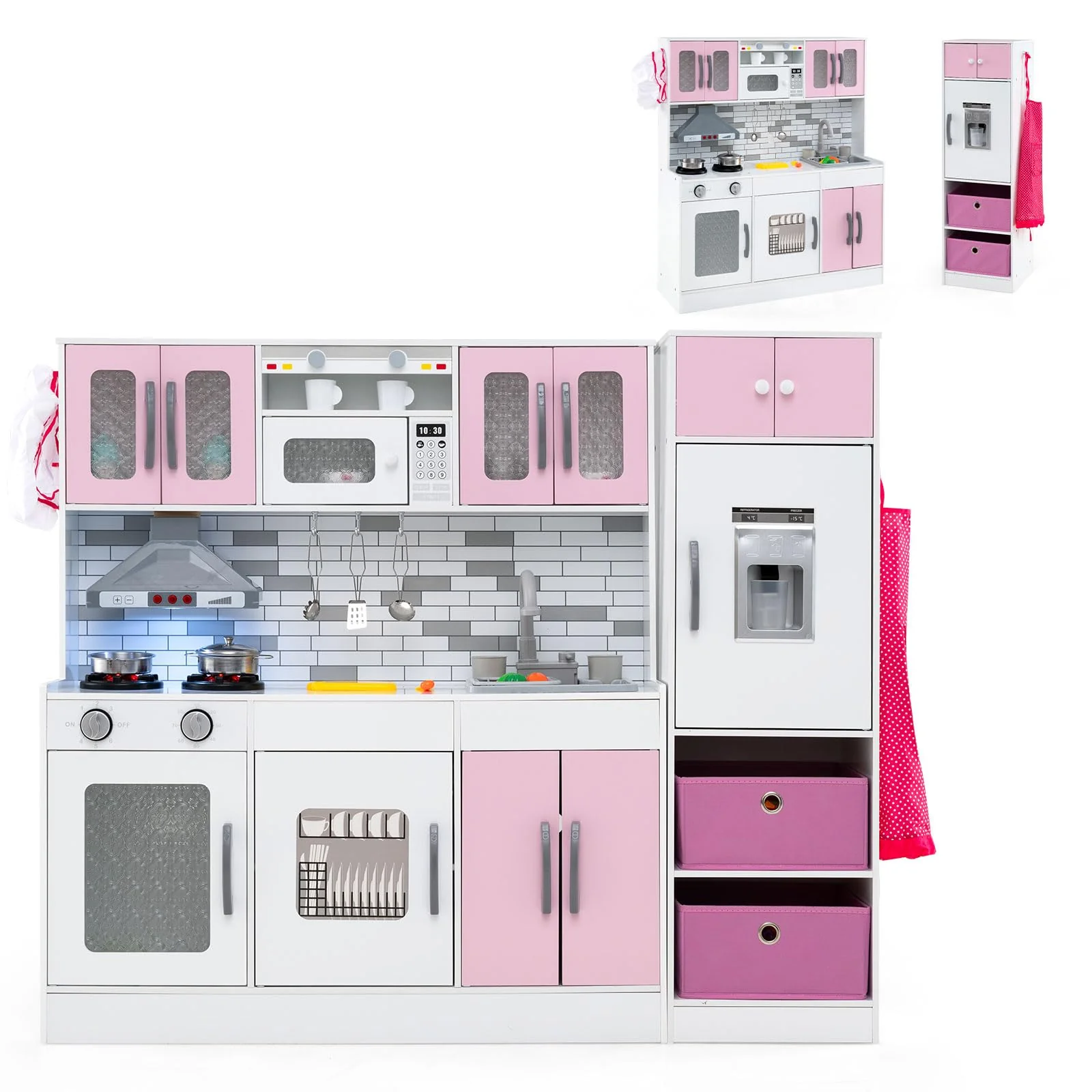 HONEY JOY Kids Kitchen Playset with Lights and Sounds
