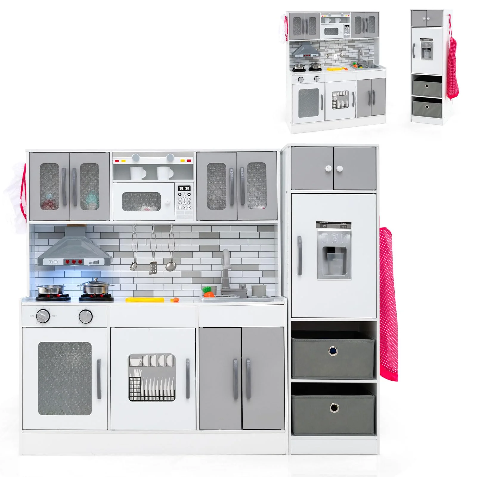 HONEY JOY Kids Kitchen Playset with Lights and Sounds - Image 10