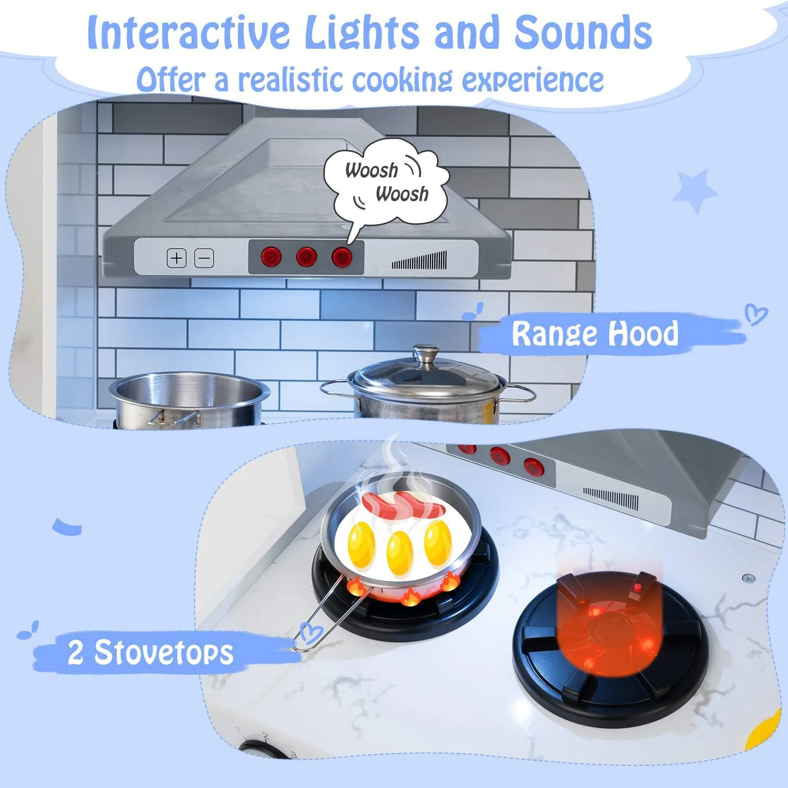 HONEY JOY Kids Kitchen Playset with Lights and Sounds - Image 5