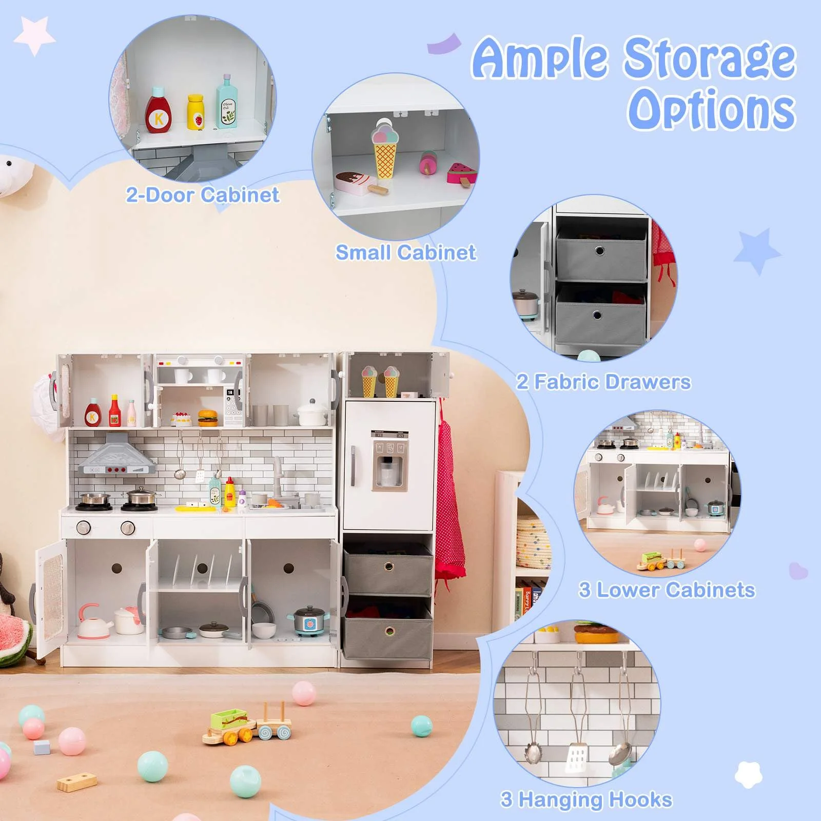 HONEY JOY Kids Kitchen Playset with Lights and Sounds - Image 8