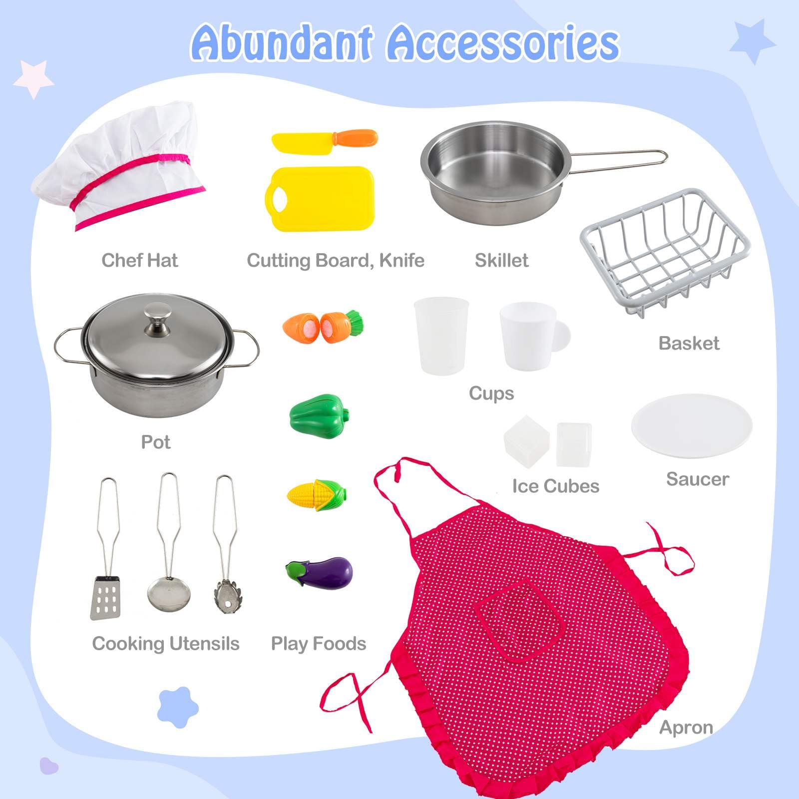 HONEY JOY Kids Kitchen Playset with Lights and Sounds - Image 9