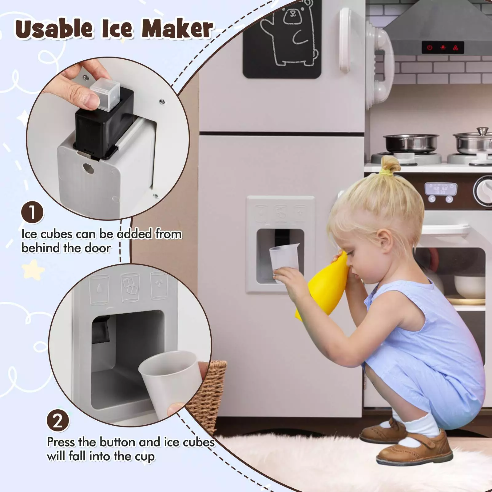 HONEY JOY Kids Kitchen Playset Wooden Corner Play Kitchen Cooking Stove Play Set - Image 6