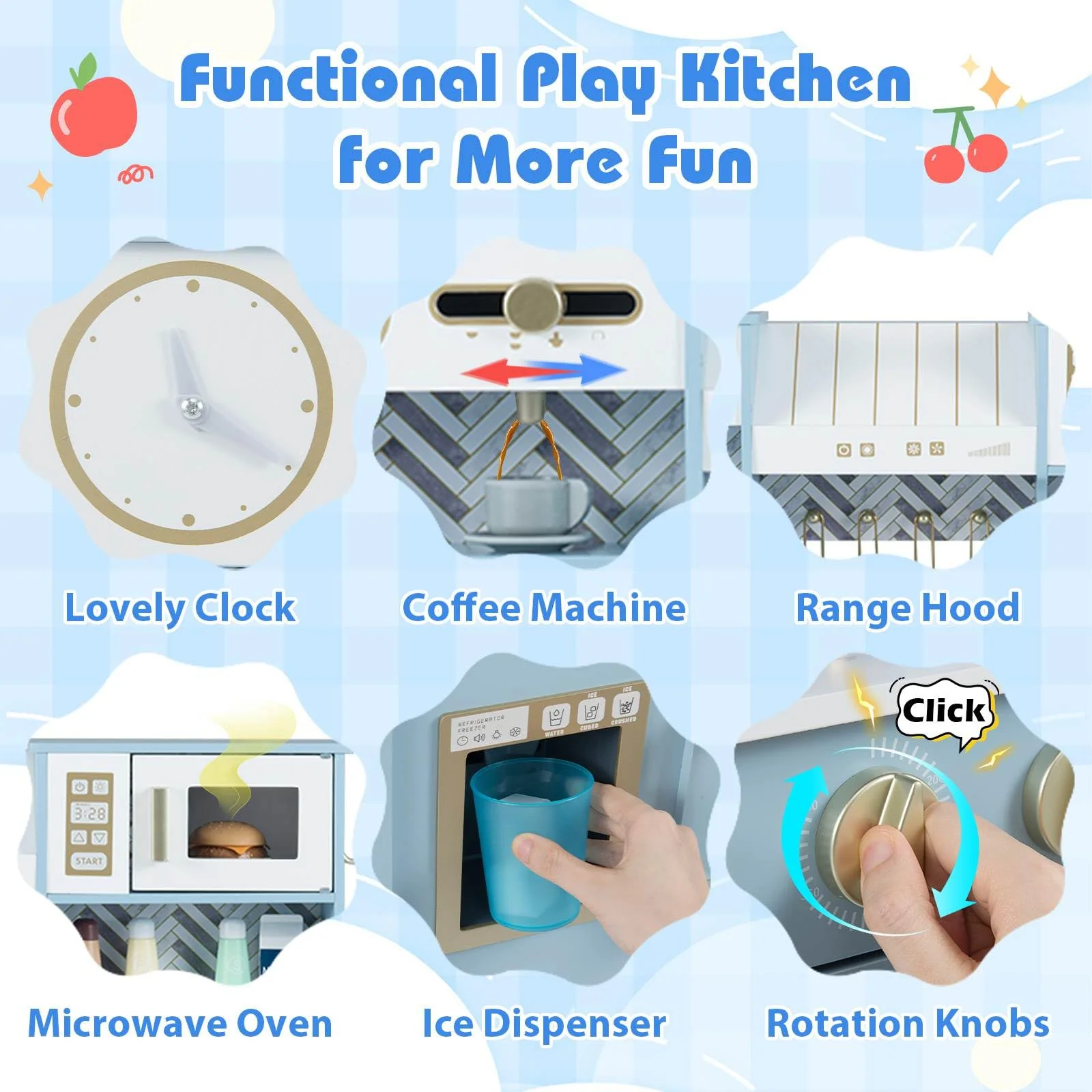 HONEY JOY Kids Kitchen Playset, Wooden Pretend Play Kitchen - Image 5