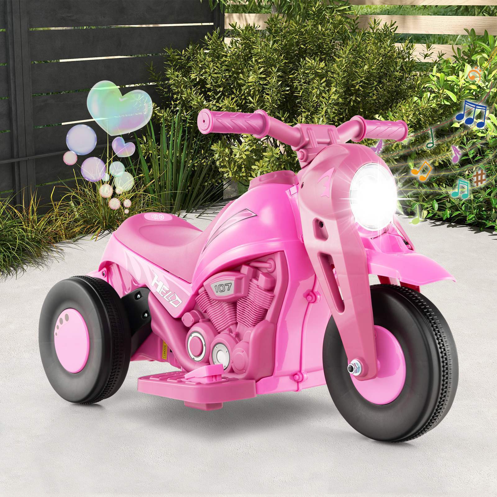 HONEY JOY Kids Motorcycle 6V Battery Powered Ride on Motorbike with Bubble Maker - Image 8