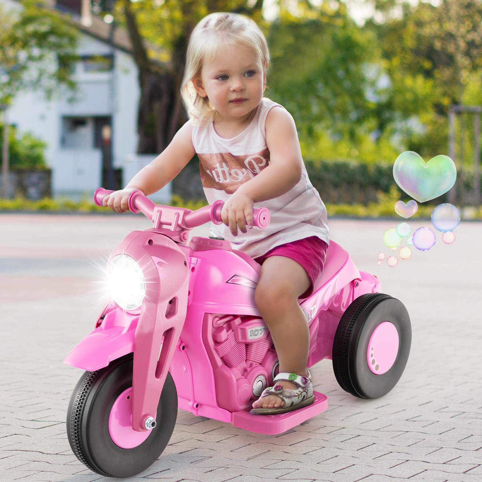 HONEY JOY Kids Motorcycle 6V Battery Powered Ride on Motorbike with Bubble Maker - Image 9