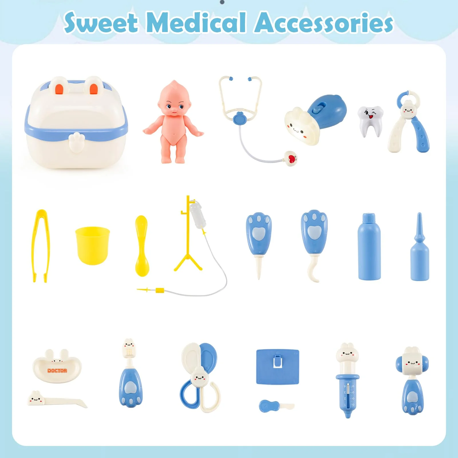 HONEY JOY Kids Play Doctor's Office w/Blackboard, Pet Scale, Faucet, Sink - Image 7