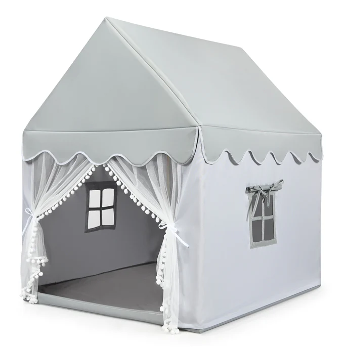 HONEY JOY Kids Play Tent, Large Playhouse for Children w/Washable Mat, Windows, Solid Wood Frame - Image 10