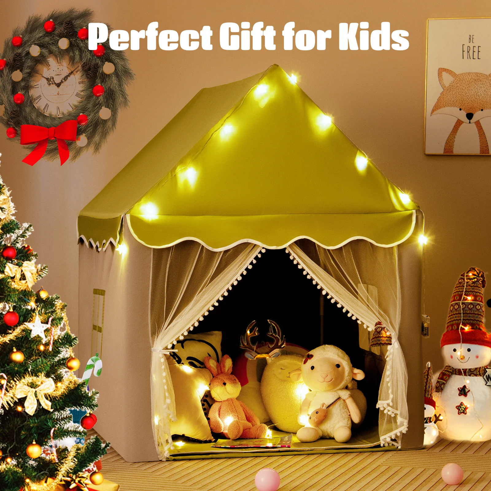 HONEY JOY Kids Play Tent, Large Playhouse with Star Ornaments - Image 3