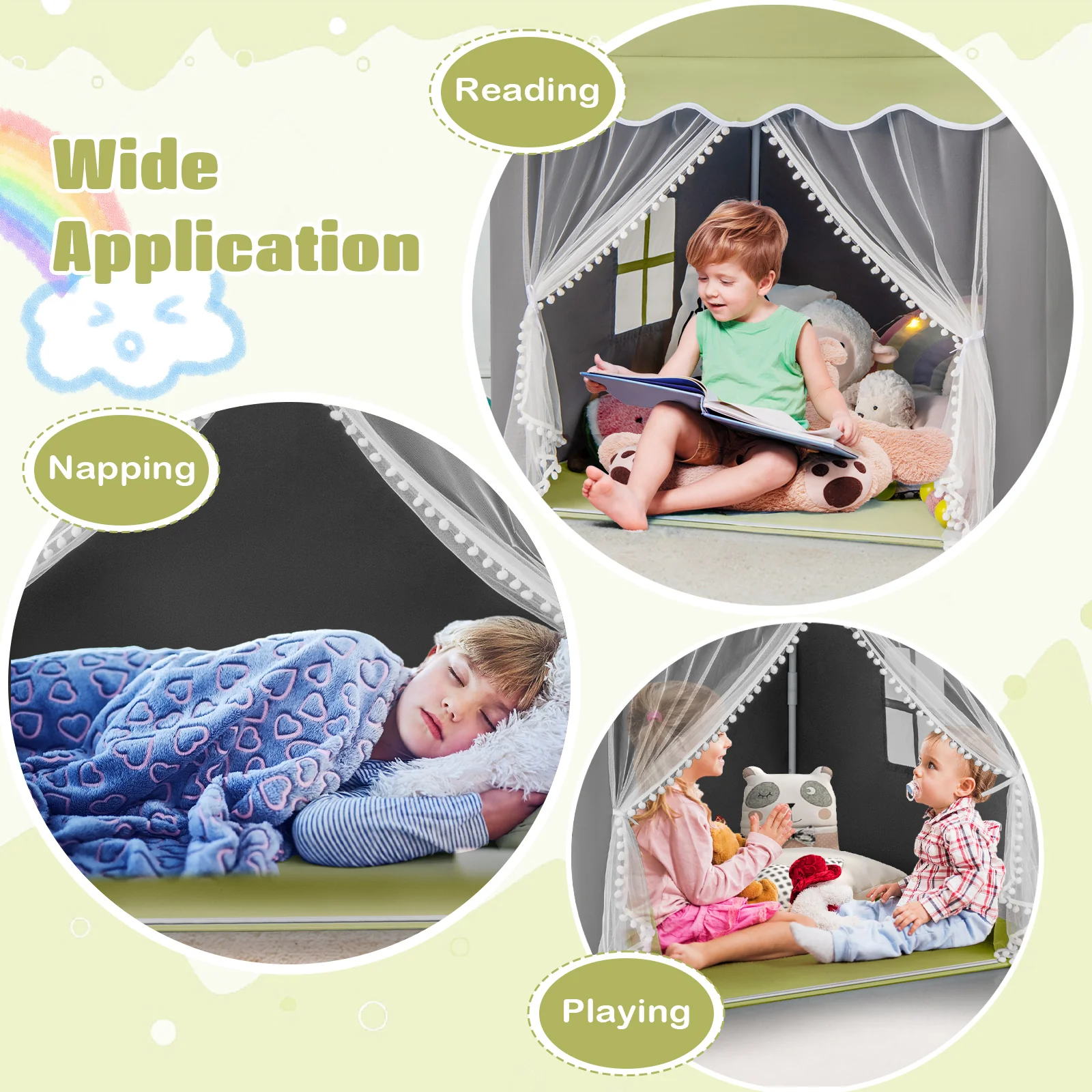 HONEY JOY Kids Play Tent, Large Playhouse with Star Ornaments - Image 7
