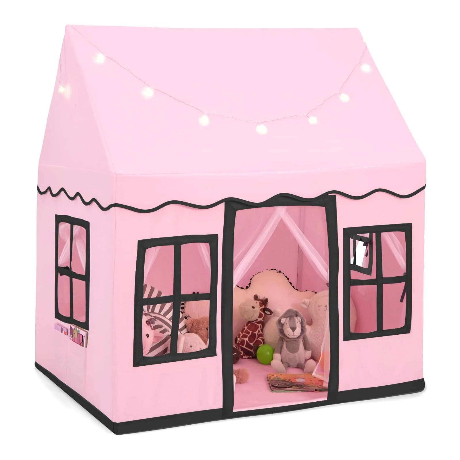 HONEY JOY Kids Play Tent, Toddler Large Playhouse w/Star String Lights - Image 10