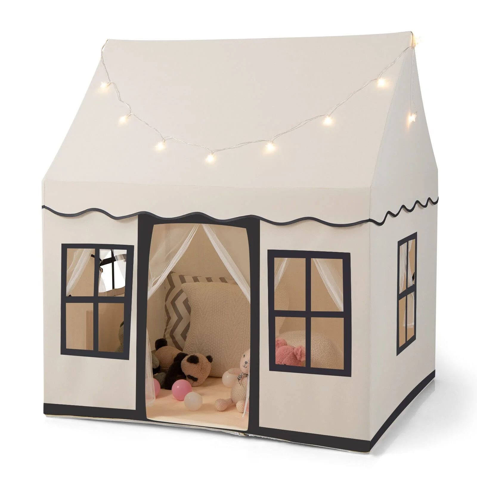 HONEY JOY Kids Play Tent, Toddler Large Playhouse w/Star String Lights - Image 11