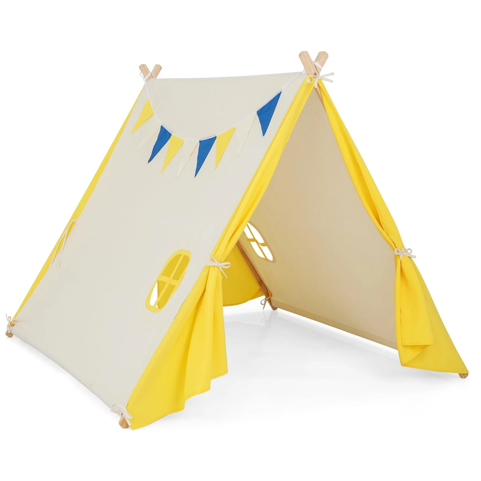 HONEY JOY Kids Play Tent, Triangular Kids & Toddlers Tent with Solid Wood Frame - Image 9