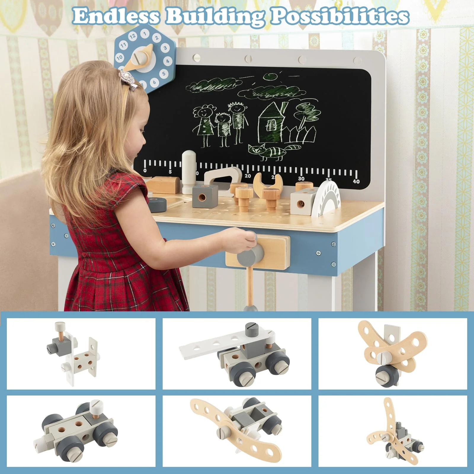 HONEY JOY Kids Play Tool Workbench Set - Image 5