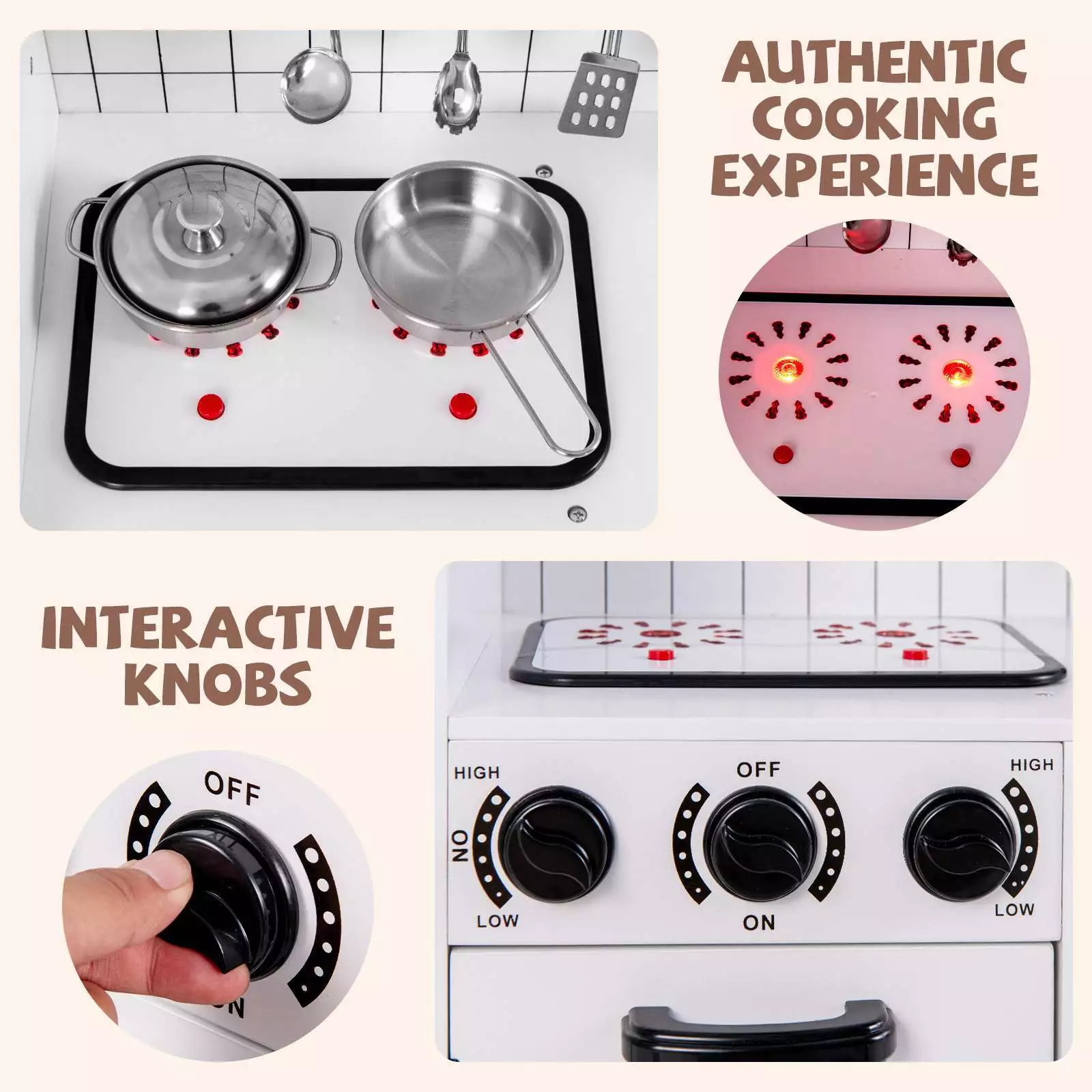 HONEY JOY Kids Pretend Play Kitchen Wooden Kitchen Cooking Sink Playset Gift - Image 9