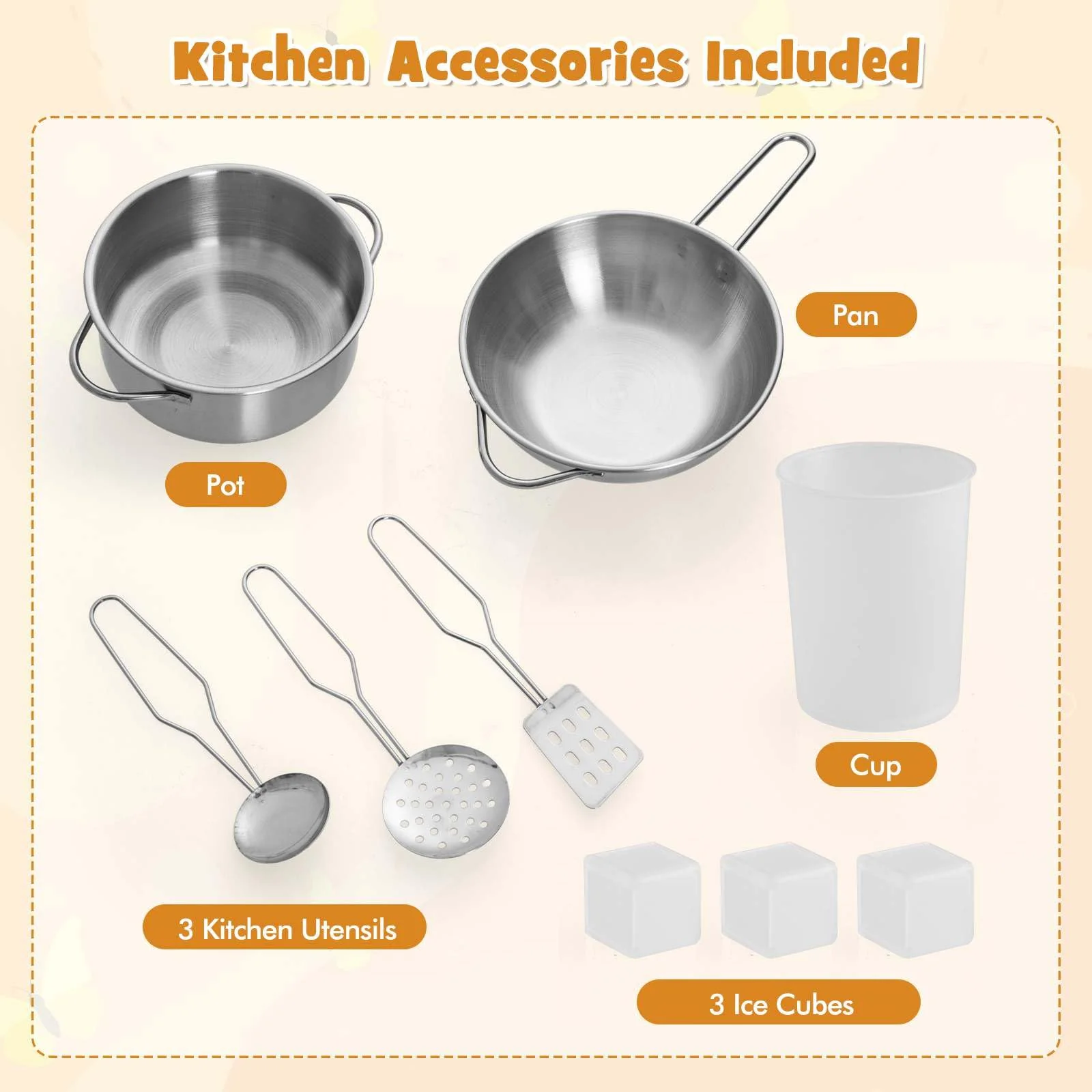 HONEY JOY Kids Pretend Play Kitchen Wooden Kitchen Playset Toy Gift w/Range Hood - Image 5