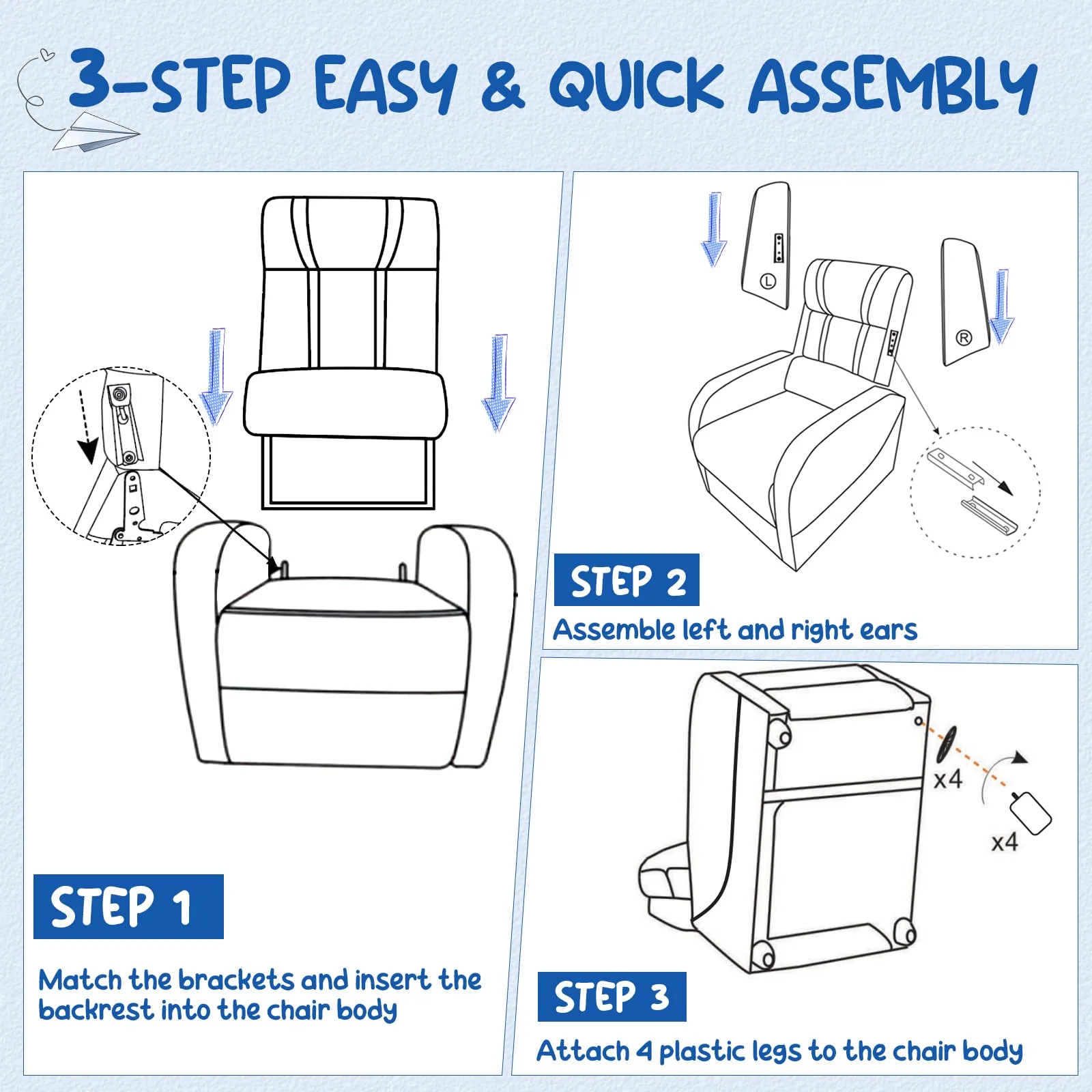 HONEY JOY Kids Recliner Chair with Side Pockets, Toddler Ergonomic PU Leather Sofa Couch w/Adjustable Backrest Footrest & High Density Sponge - Image 6