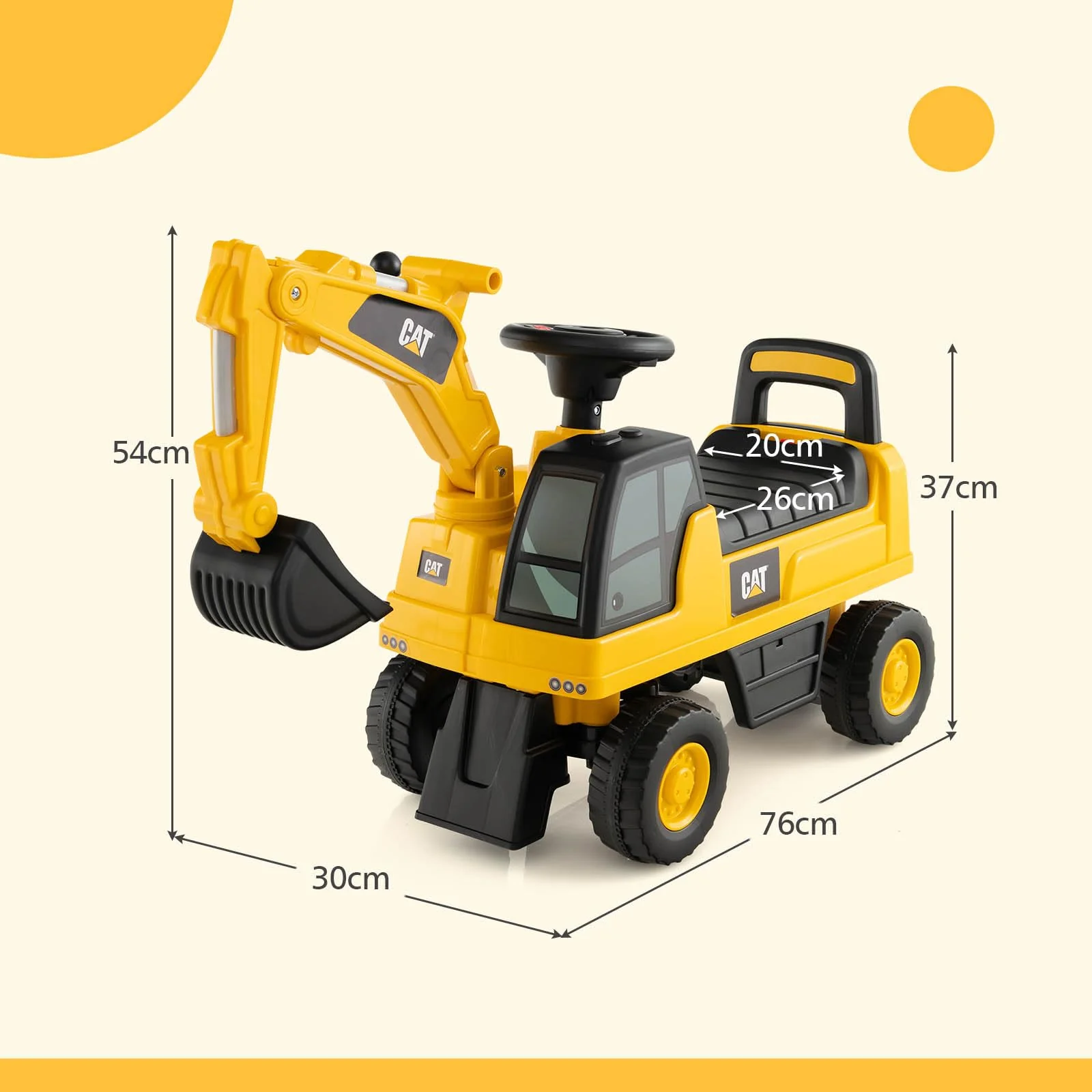 HONEY JOY Kid's Rid-On Digger, Functional Excavator Toy - Image 6