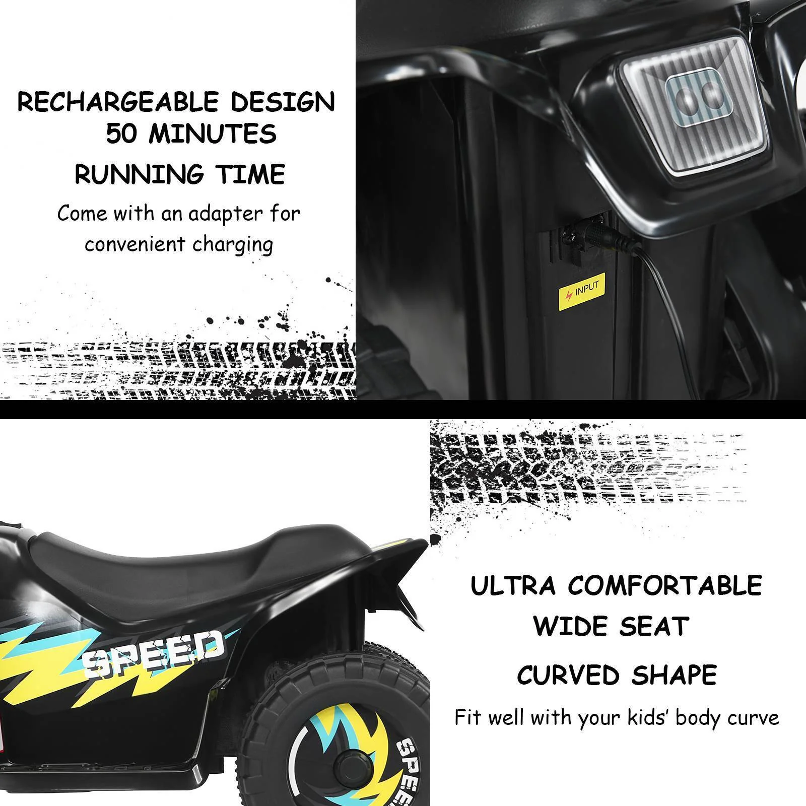 HONEY JOY Kids Ride on ATV Toy Quad Car Motorized Vehicle Electric Car 3-8 Years - Image 4