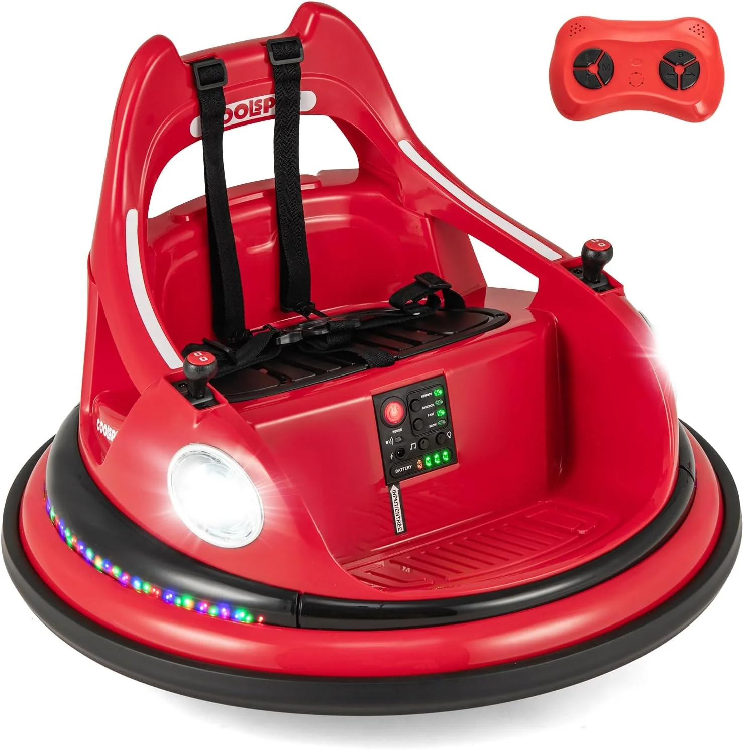 HONEY JOY Kids Ride On Bumper Car, 12V Battery Powered Bumper Car w/Remote Control & Dual Joysticks - Image 10