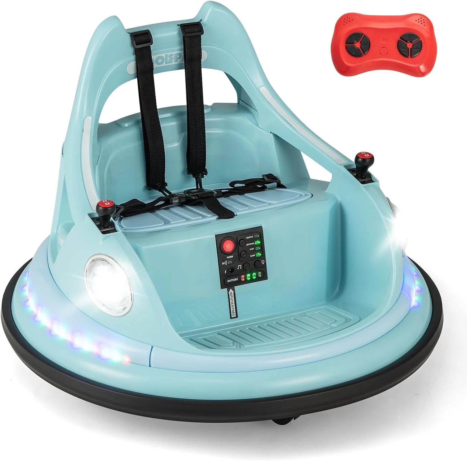 HONEY JOY Kids Ride On Bumper Car, 12V Battery Powered Bumper Car w/Remote Control & Dual Joysticks - Image 11