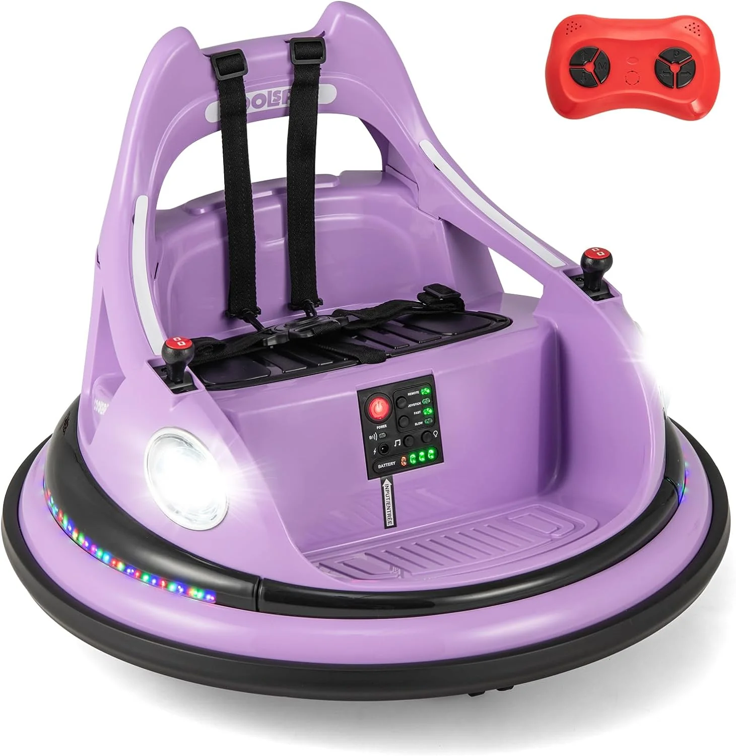 HONEY JOY Kids Ride On Bumper Car, 12V Battery Powered Bumper Car w/Remote Control & Dual Joysticks - Image 12