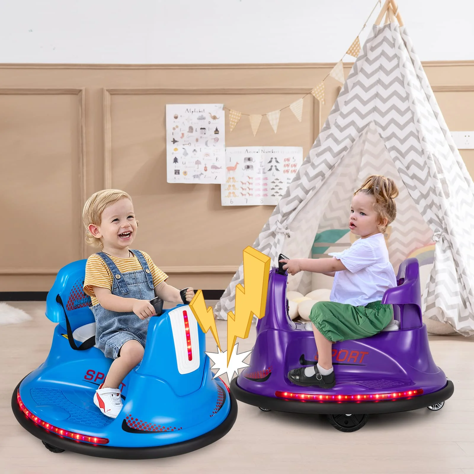 HONEY JOY Kids Ride On Bumper Car, 6V Battery Powered Electric Car - Image 9