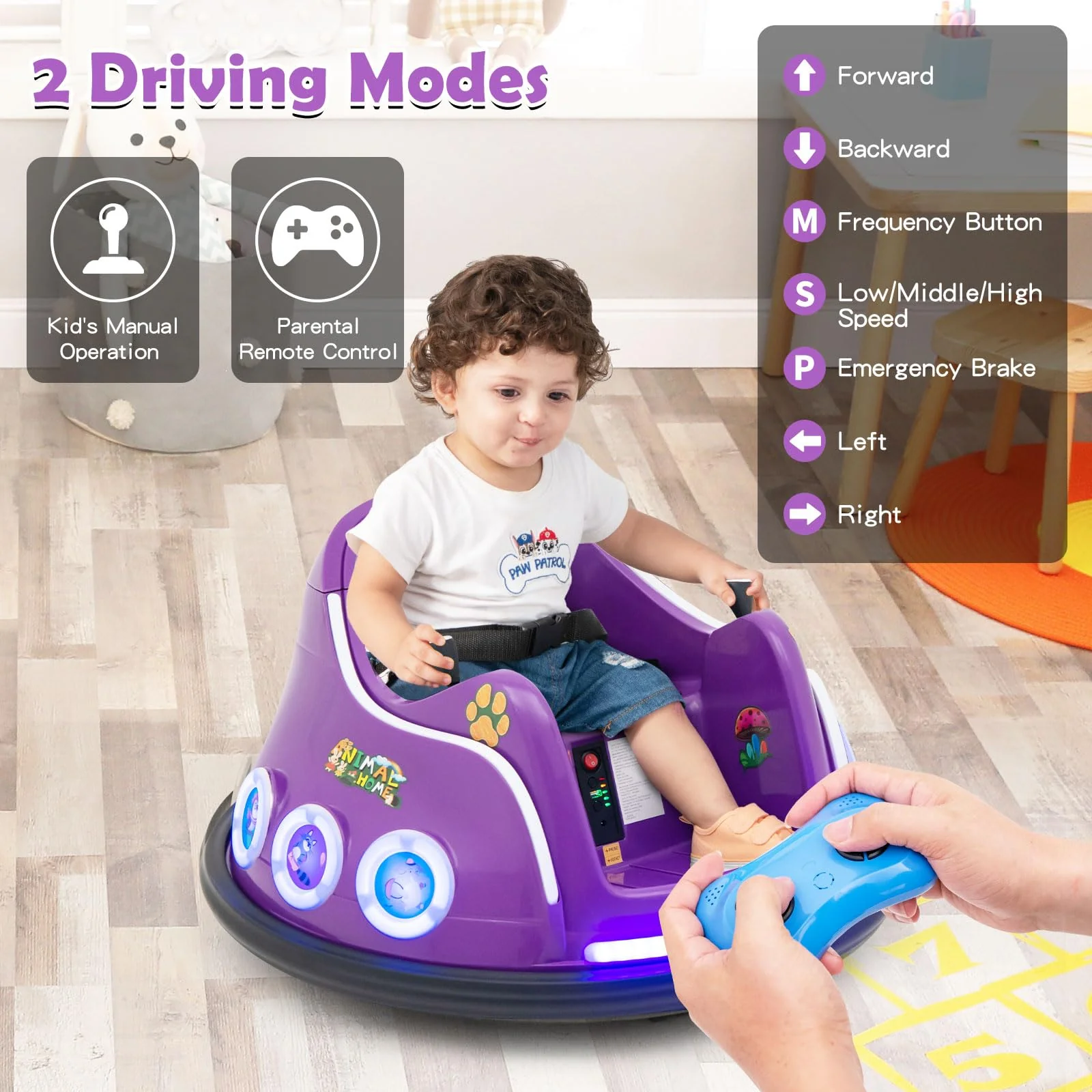 HONEY JOY Kids Ride On Car, 12V Electric Bumper Car for Children W/Remote Control, 360 Degree Spin - Image 16