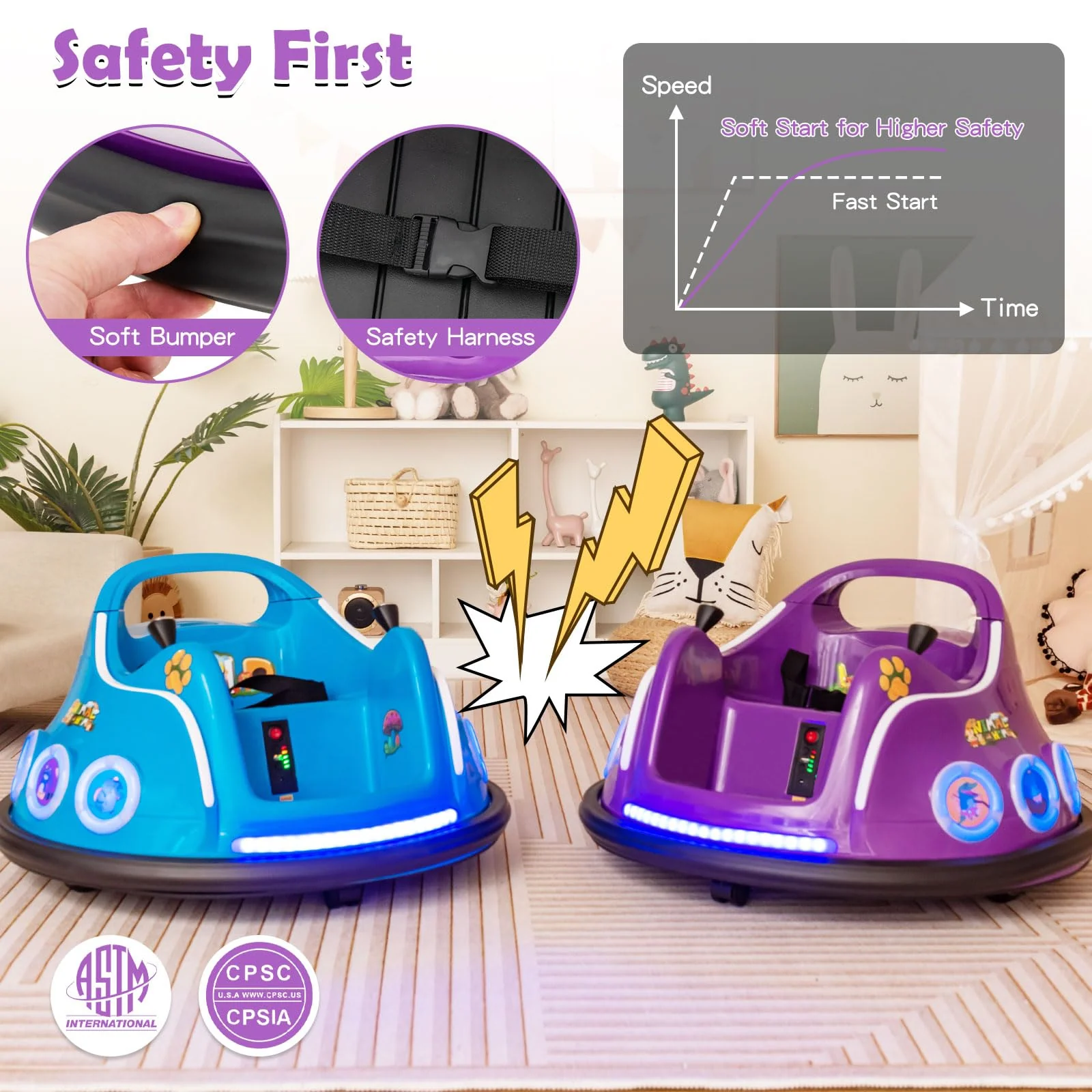 HONEY JOY Kids Ride On Car, 12V Electric Bumper Car for Children W/Remote Control, 360 Degree Spin - Image 18