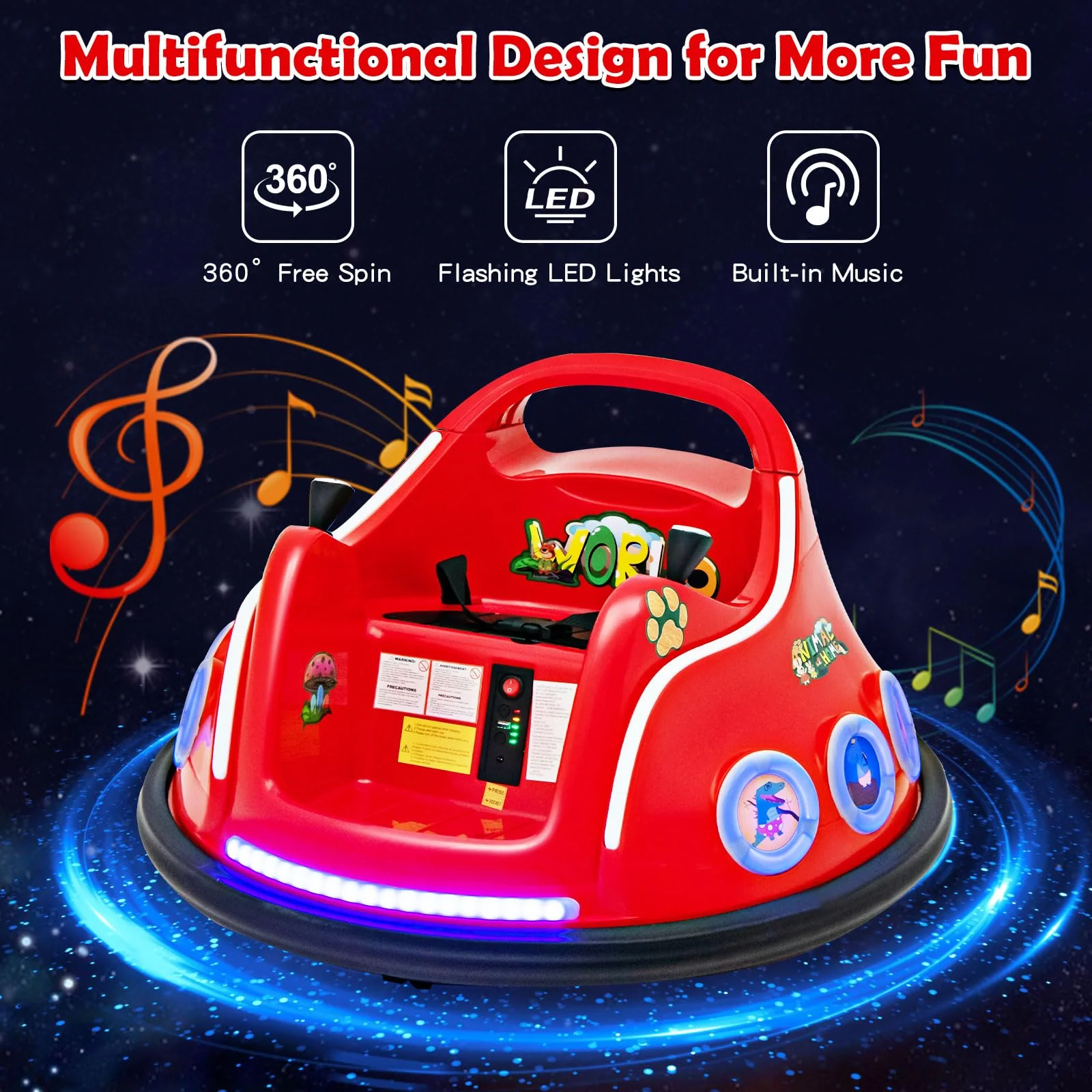 HONEY JOY Kids Ride On Car, 12V Electric Bumper Car for Children W/Remote Control, 360 Degree Spin - Image 3