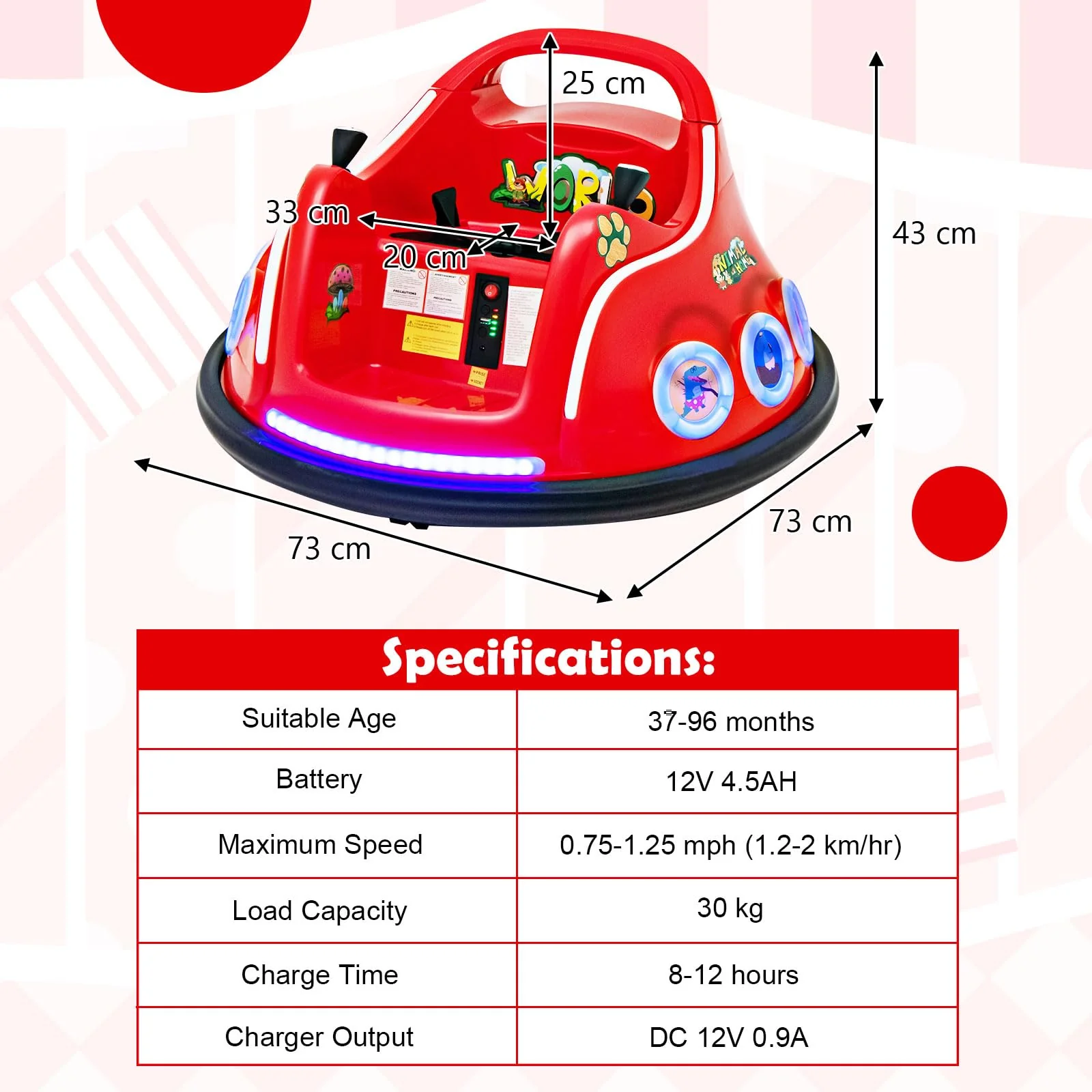 HONEY JOY Kids Ride On Car, 12V Electric Bumper Car for Children W/Remote Control, 360 Degree Spin - Image 6