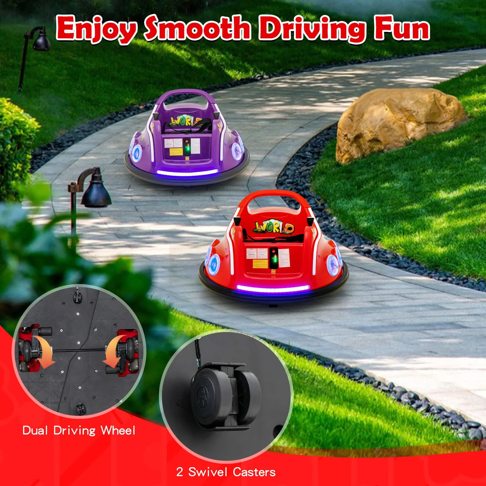 HONEY JOY Kids Ride On Car, 12V Electric Bumper Car for Children W/Remote Control, 360 Degree Spin - Image 7