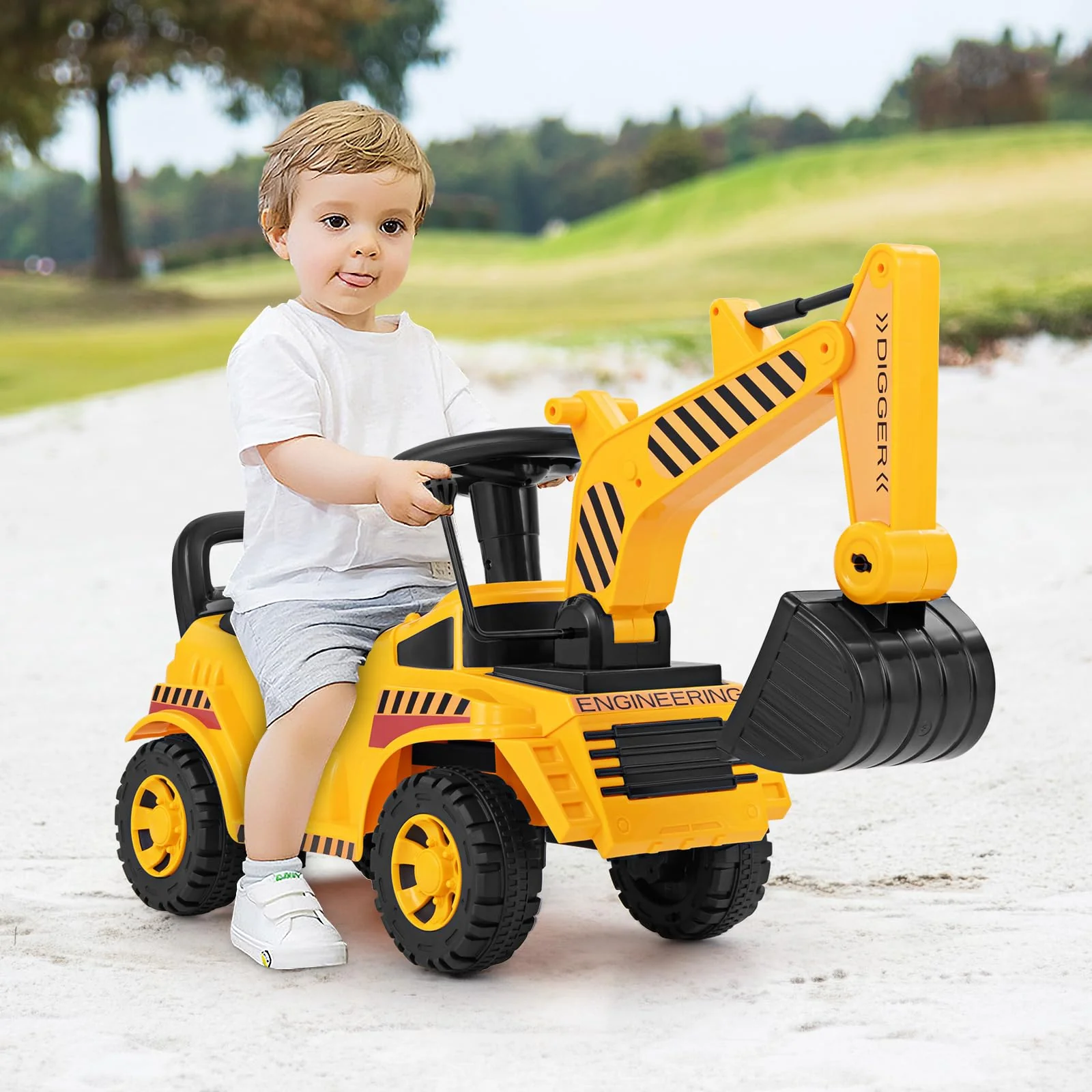 HONEY JOY Kids Ride on Excavator, Bulldozer Digger Toy for 19-36 Months - Image 2