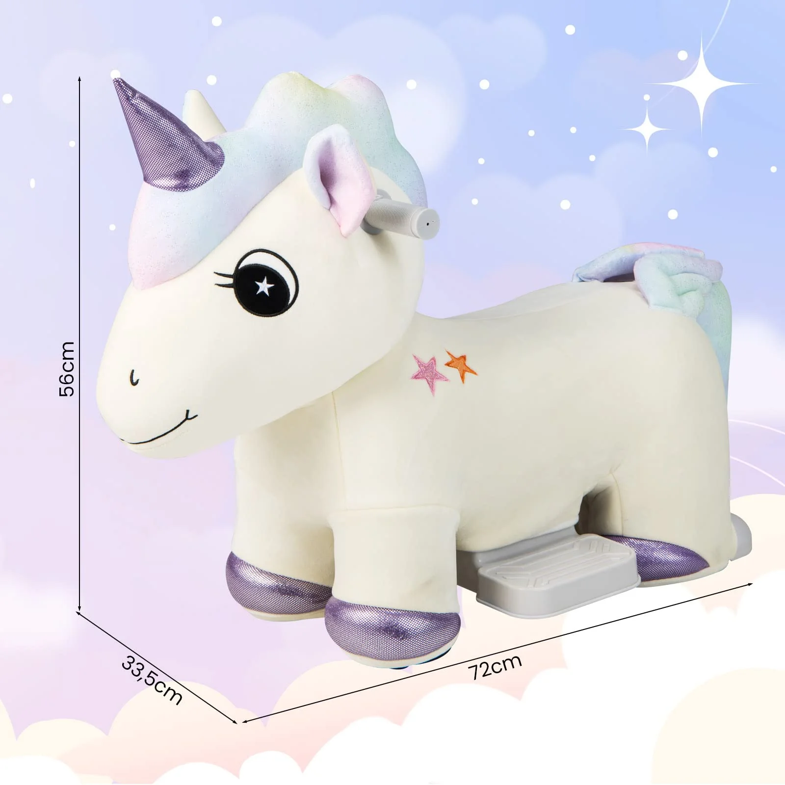 HONEY JOY Kids Ride On Toy, 6V Electric Unicorn Ride On Toy w/Anti-Slip Handlebars, Flexible Wheels & Foot Pedal - Image 6