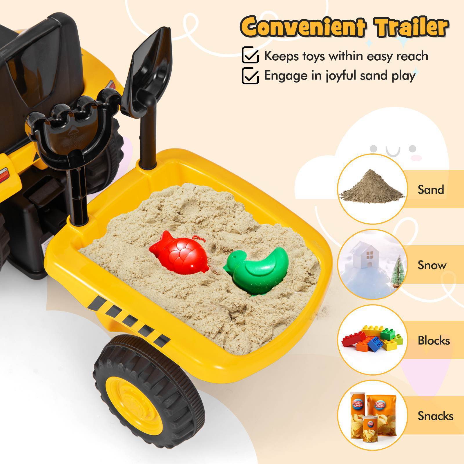 HONEY JOY Kids Ride on Tractor Licensed Caterpillar Foot to Floor Sliding Car - Image 4