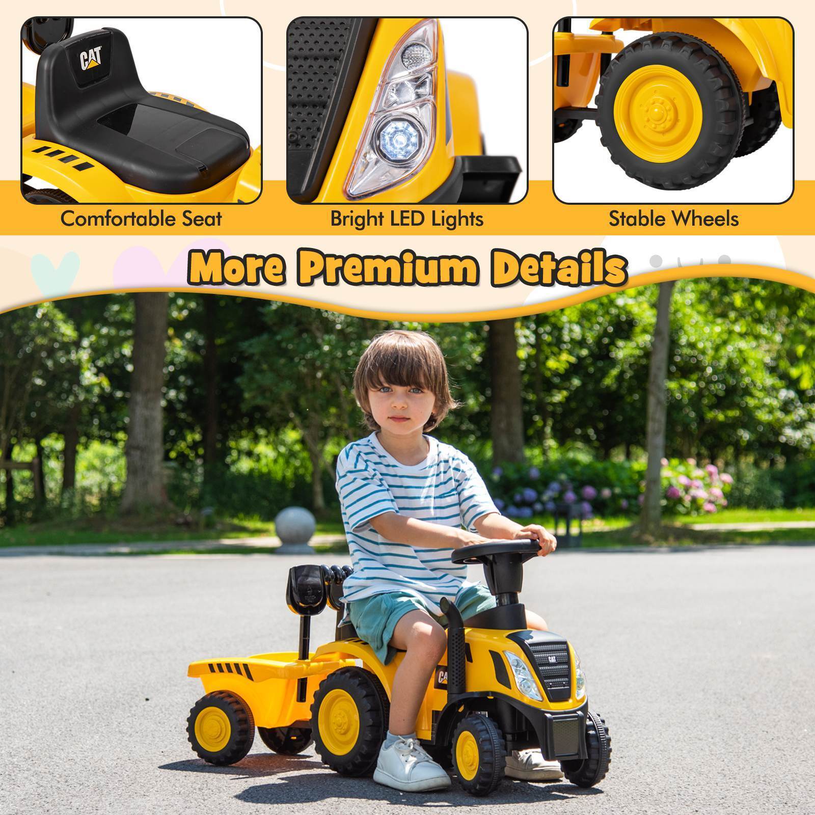 HONEY JOY Kids Ride on Tractor Licensed Caterpillar Foot to Floor Sliding Car - Image 5