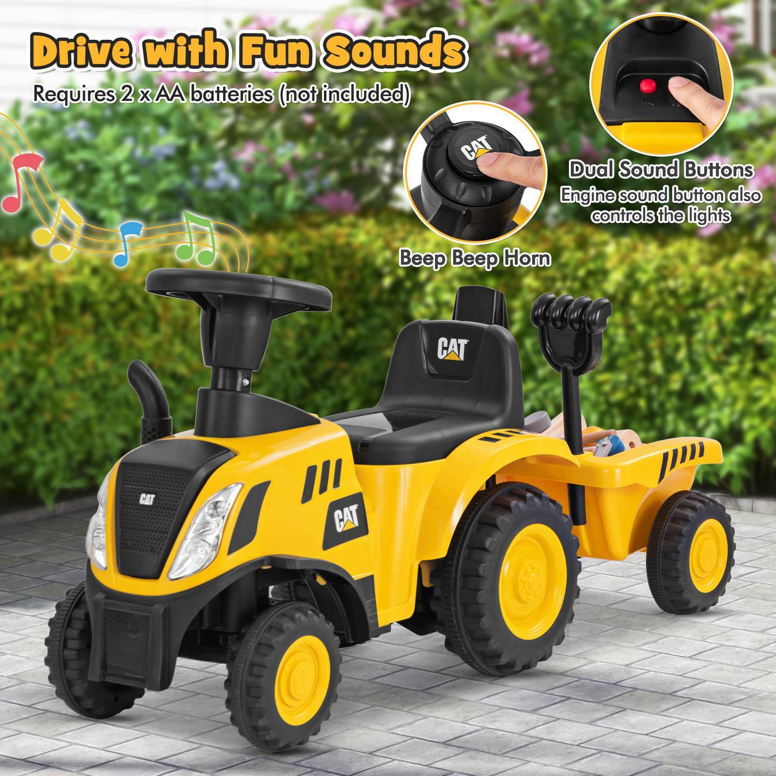 HONEY JOY Kids Ride on Tractor Licensed Caterpillar Foot to Floor Sliding Car - Image 6