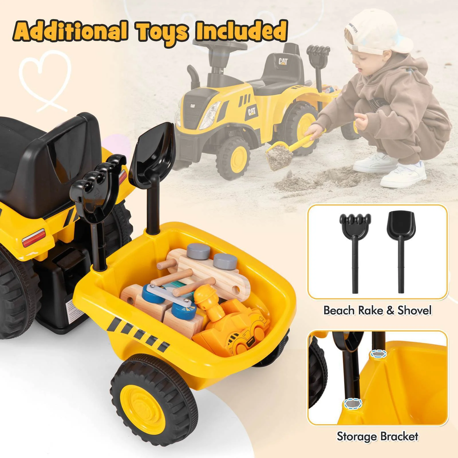 HONEY JOY Kids Ride on Tractor Licensed Caterpillar Foot to Floor Sliding Car - Image 7