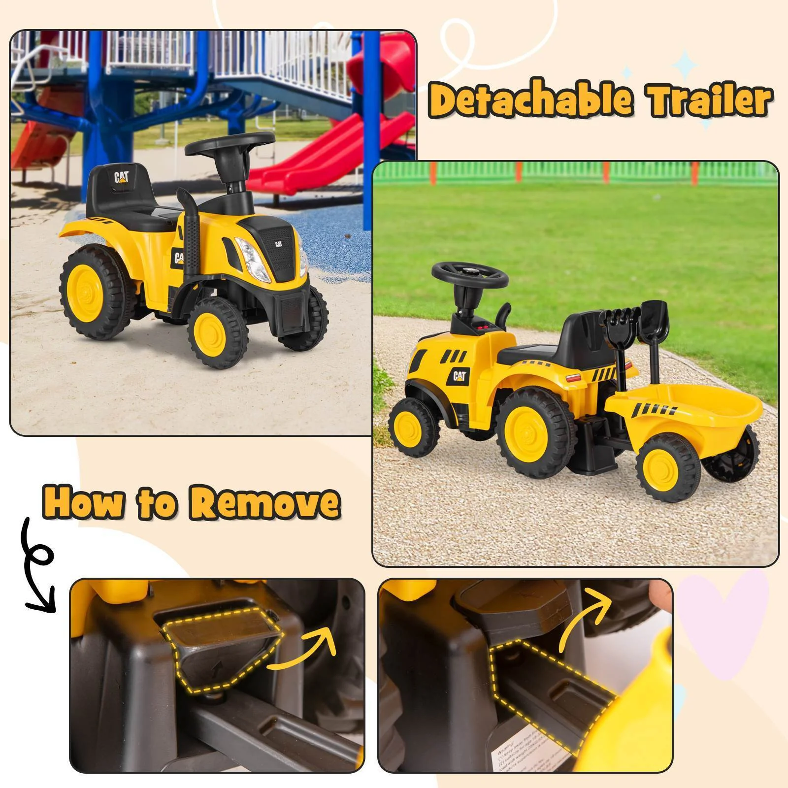 HONEY JOY Kids Ride on Tractor Licensed Caterpillar Foot to Floor Sliding Car - Image 8