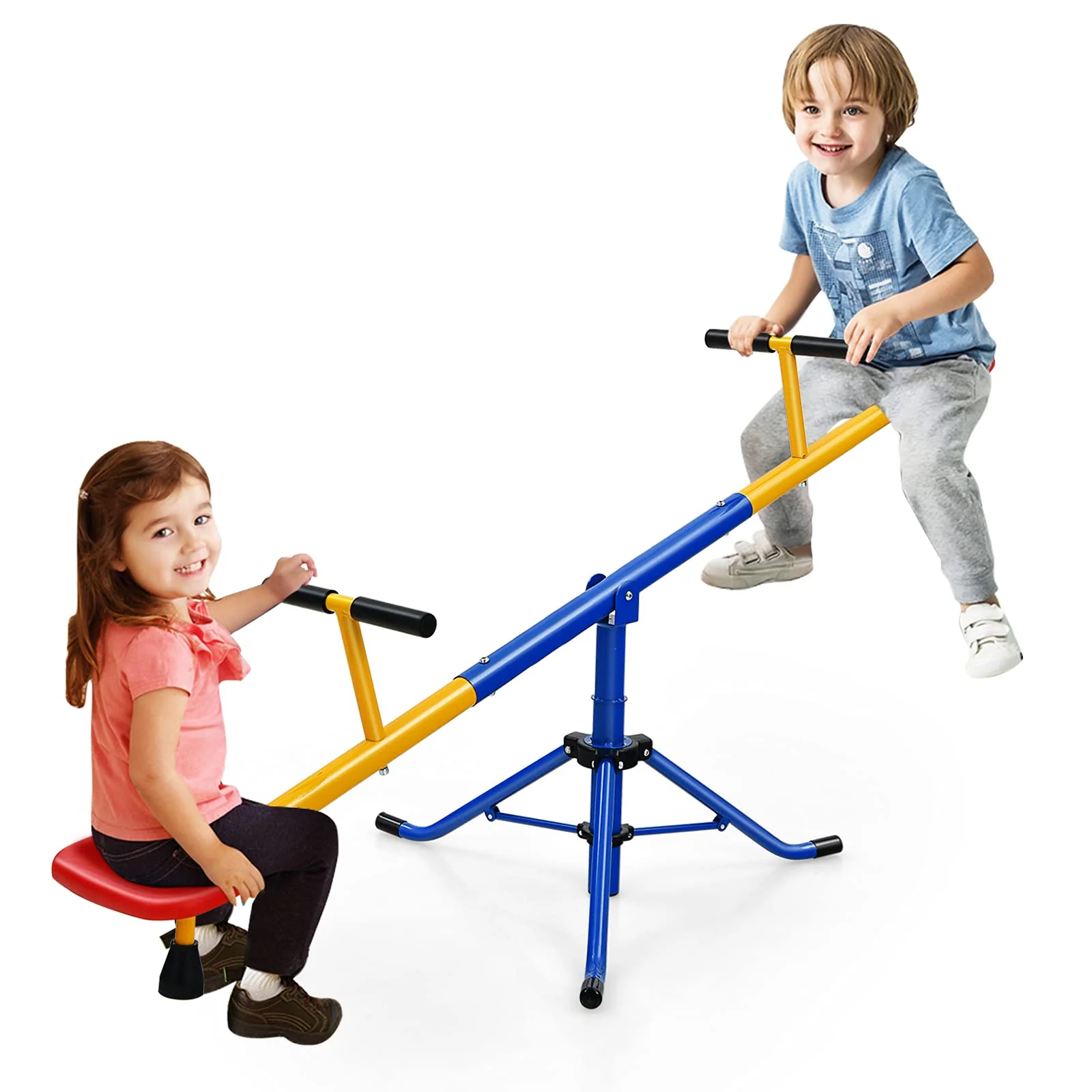 HONEY JOY Kids Seesaw, Swivel Teeter Totter Playground Equipment for Children w/360 Degree Rotation - Image 7