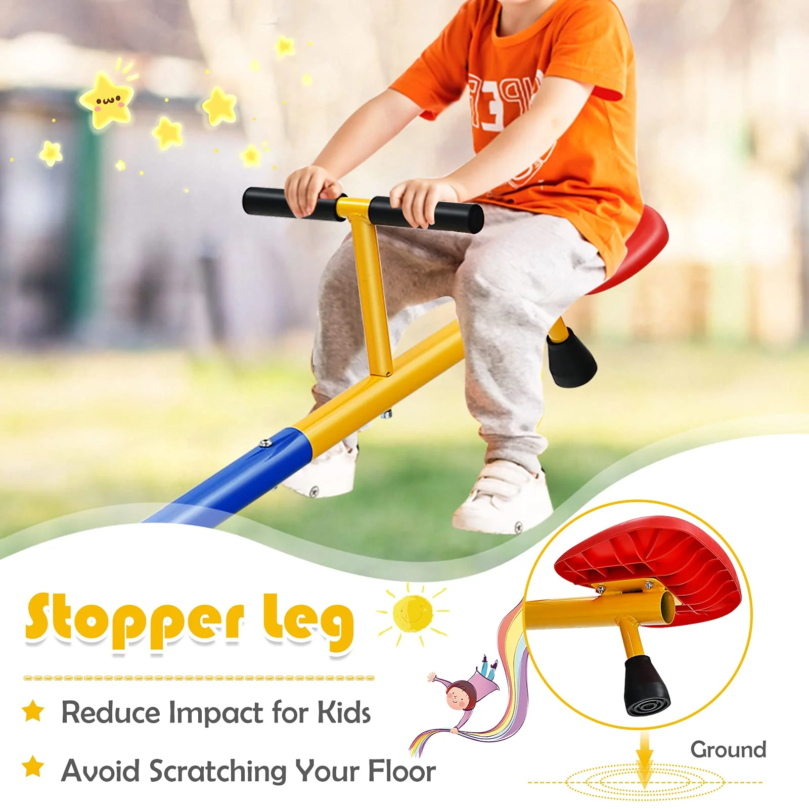 HONEY JOY Kids Seesaw, Swivel Teeter Totter Playground Equipment for Children w/360 Degree Rotation - Image 8