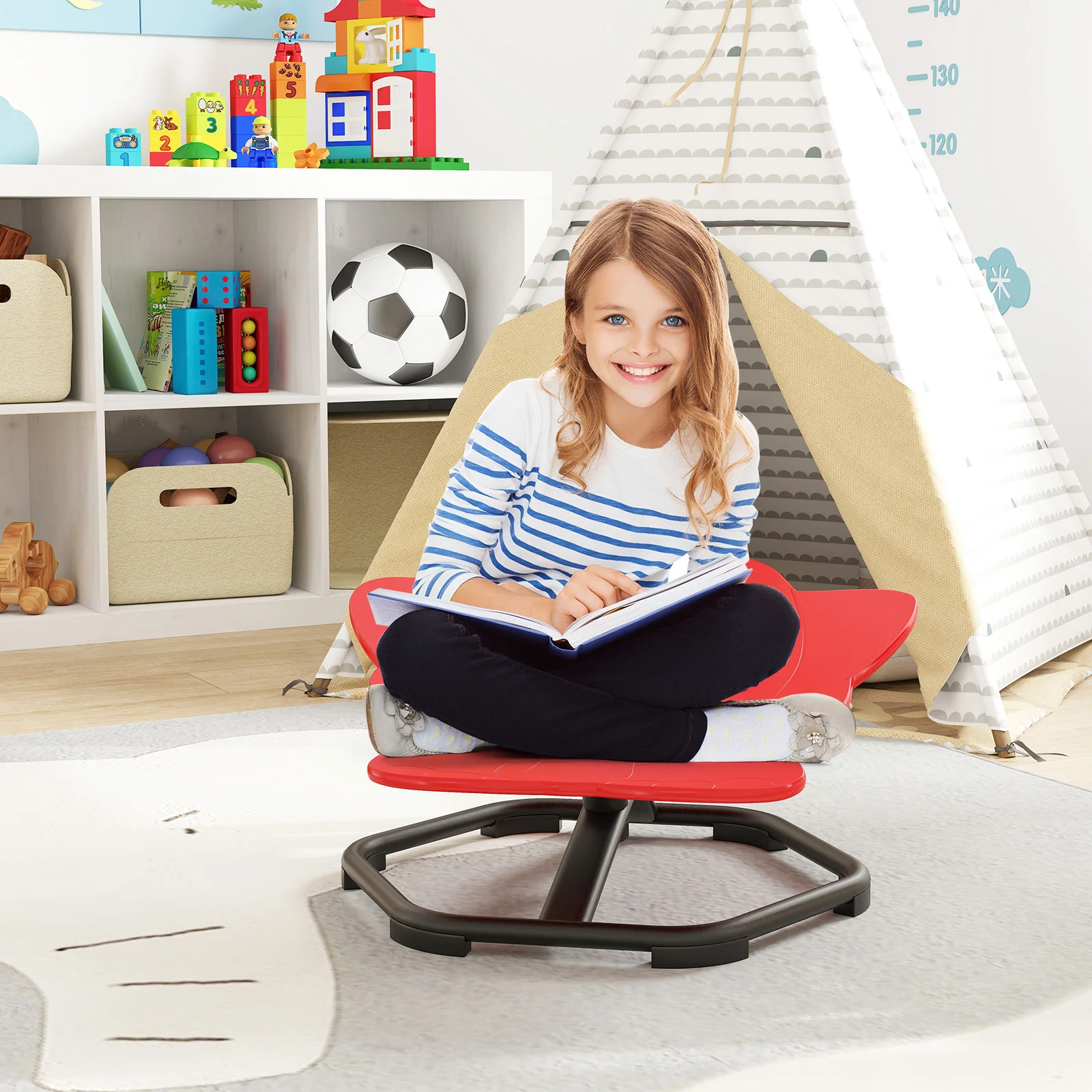 HONEY JOY Kids Sensory Swivel Chair, Elephant 360° Spinning Chair w/Non-Slip Metal Base for Children with Autism - Image 2